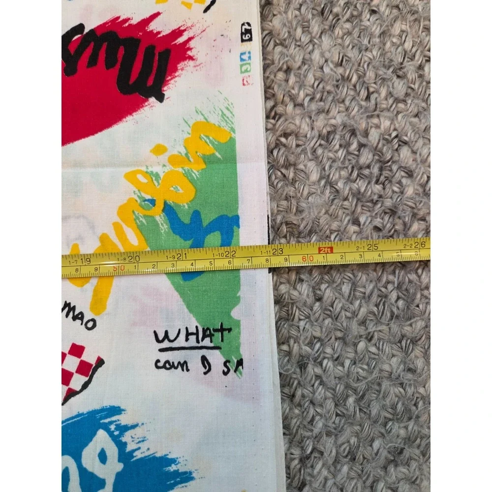 1 Yard Surf City Cotton Print Fabric Vintage 80s 90s Surfing Beach Hawaiian 46''